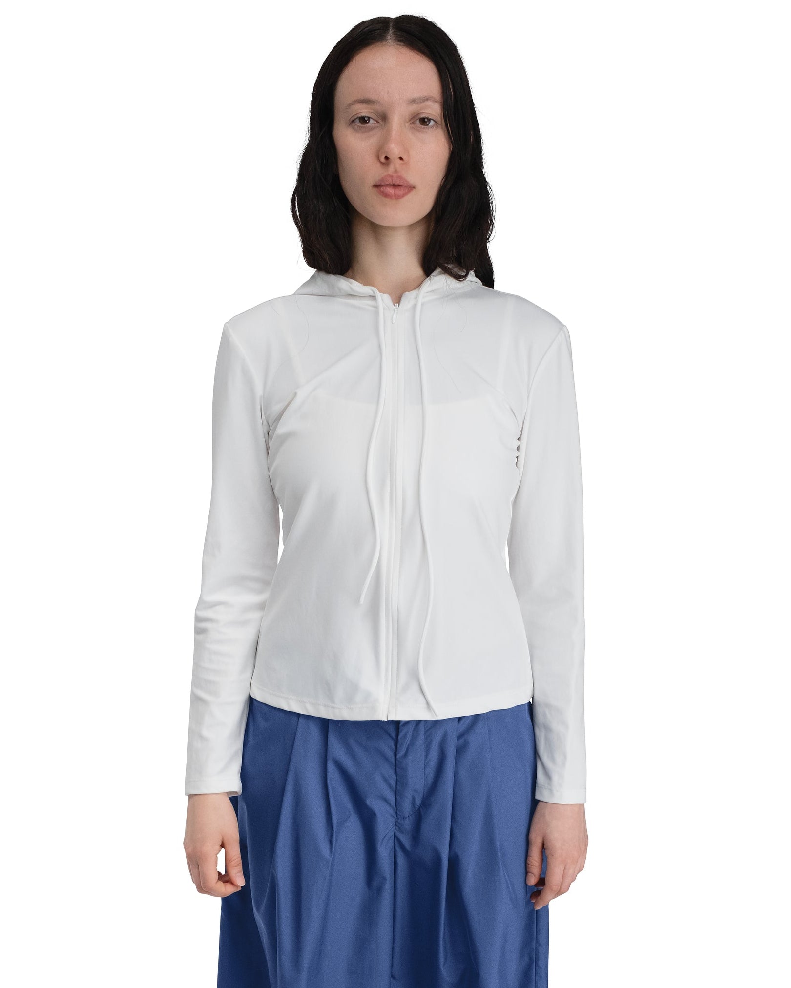 FITTED HOODIE IN WHITE SPANDEX