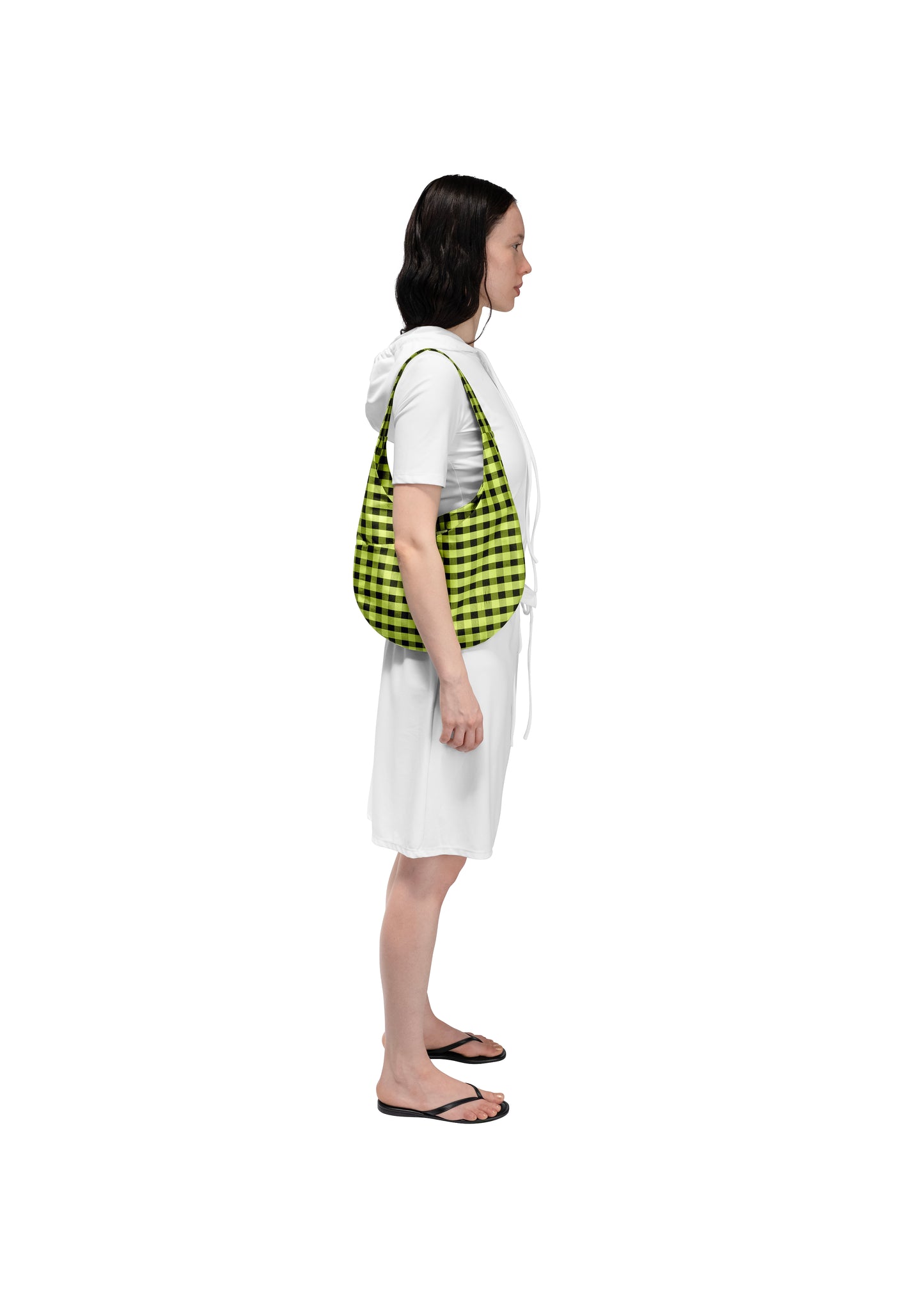 HOBO MINI BAG IN GINGHAM LIME BLACK