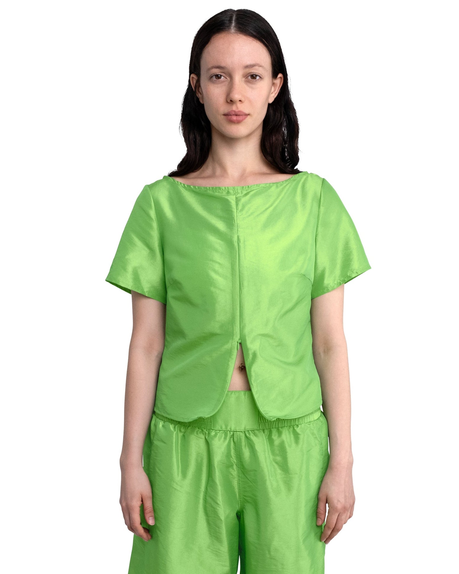 BOATNECK ZIP TOP IN LIMEADE