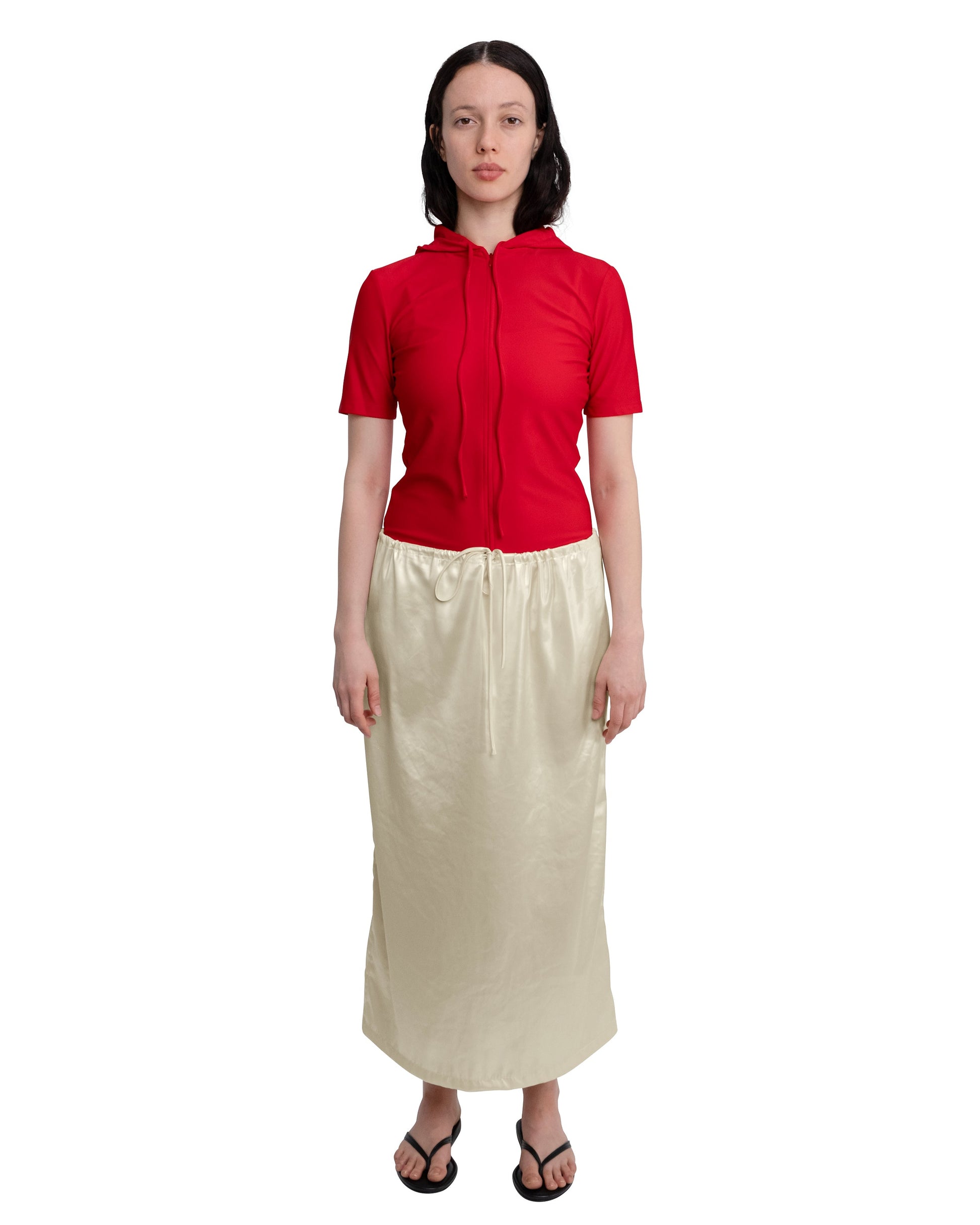 DRAWSTRING MAXI SKIRT IN PEARL
