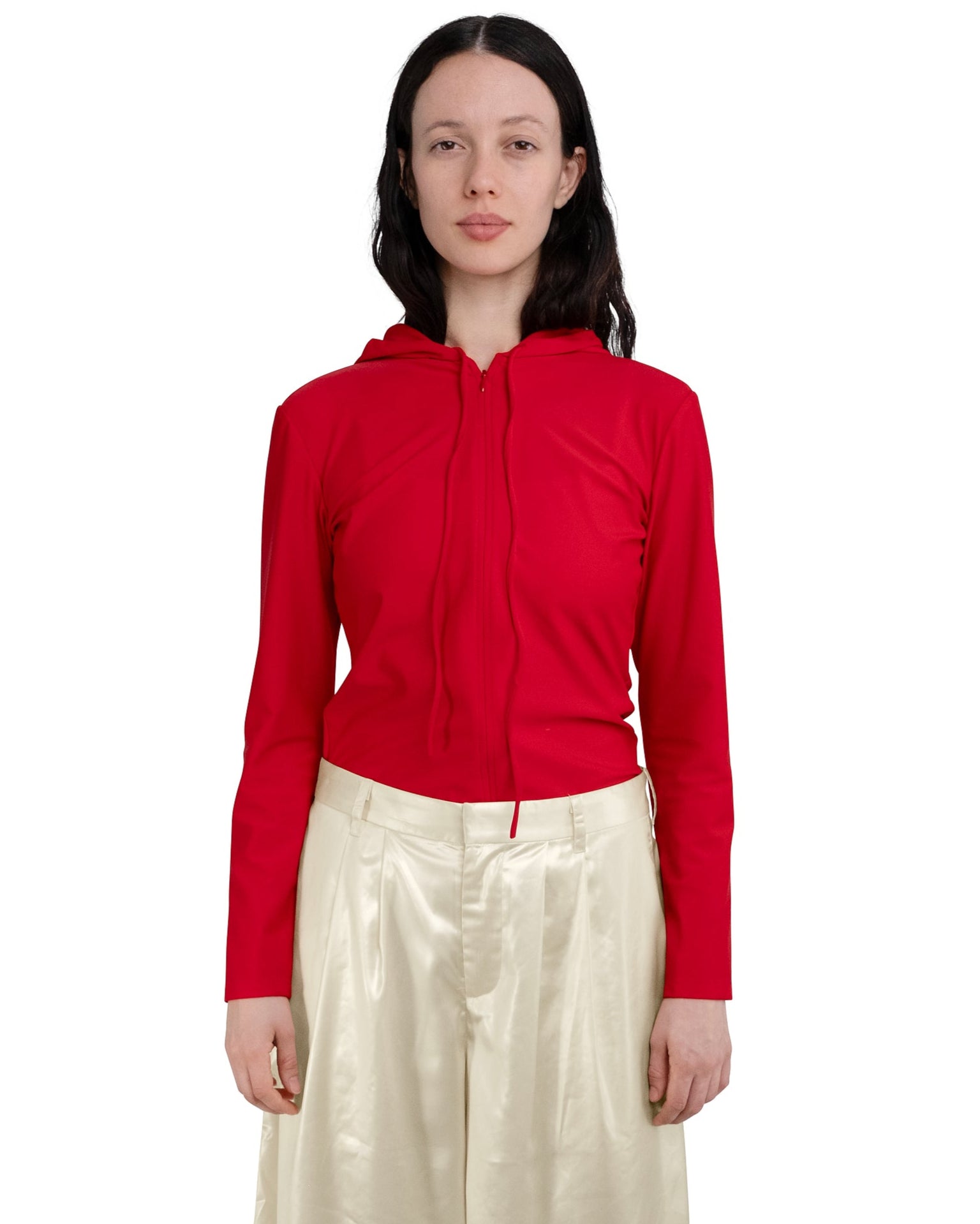 FITTED HOODIE IN RED RED SPANDEX