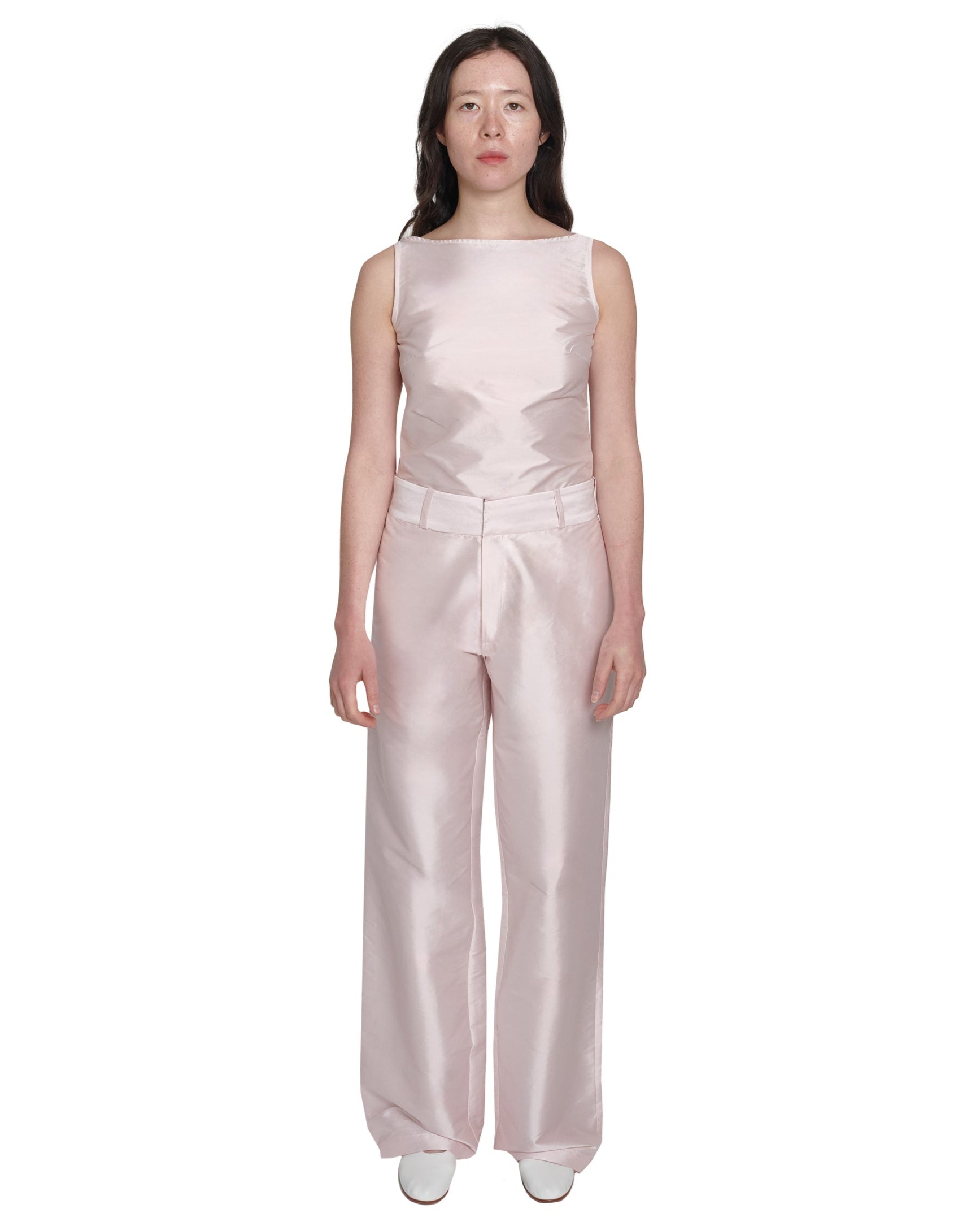 pink satin dress pants PJ Harlow Mo Satin Pant