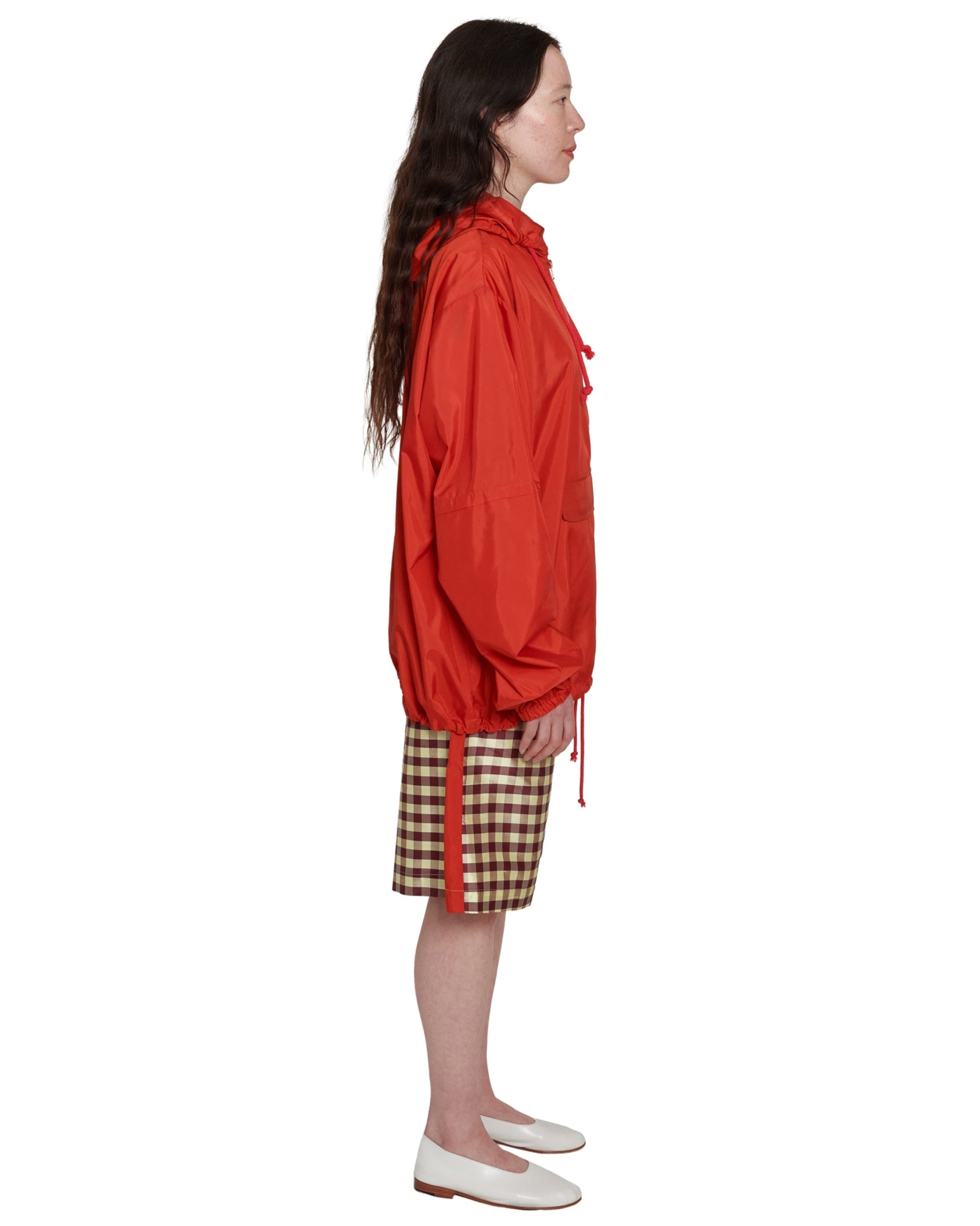 WINDBREAKER WITH HOOD IN TOMATO NYLON