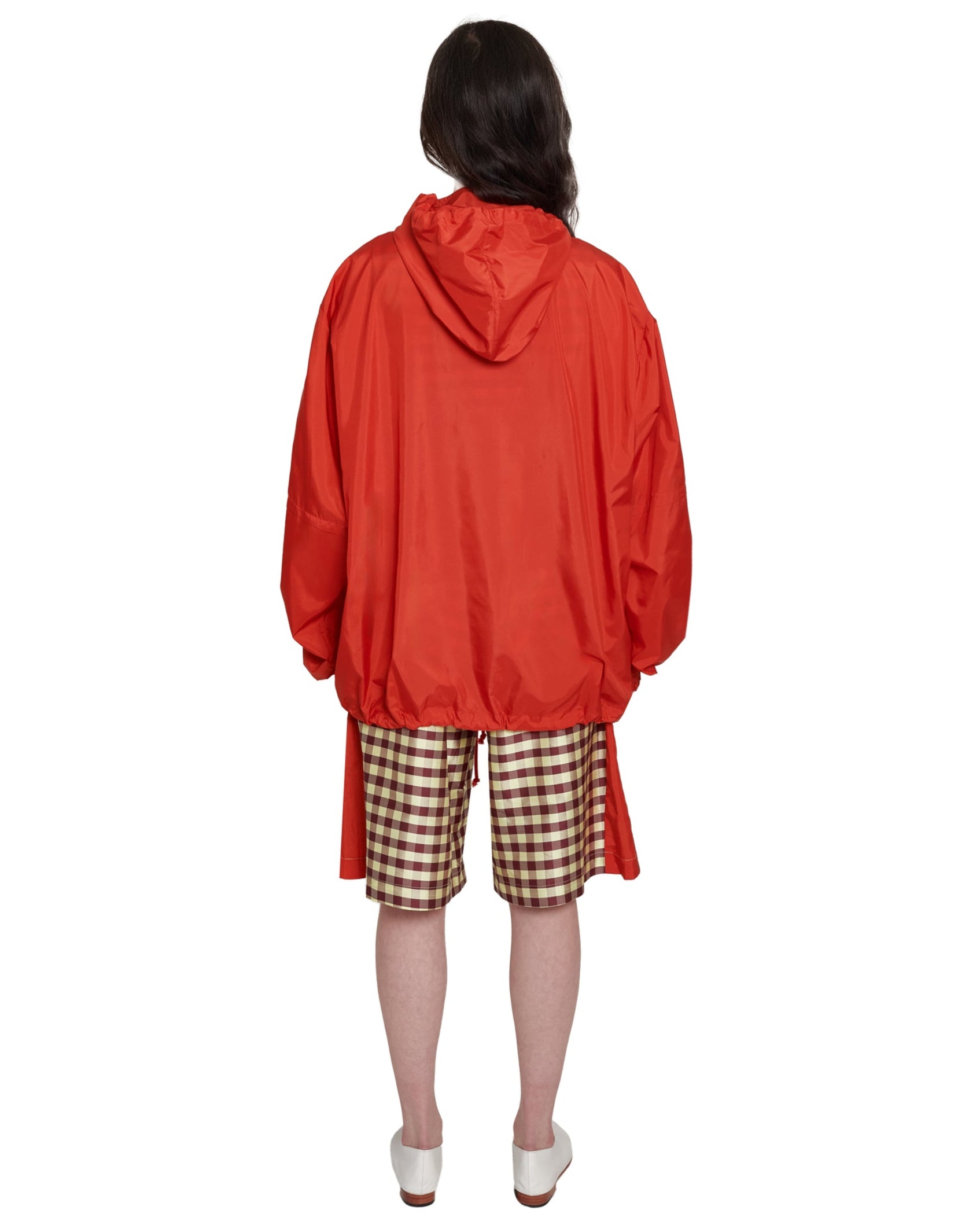 WINDBREAKER WITH HOOD IN TOMATO NYLON