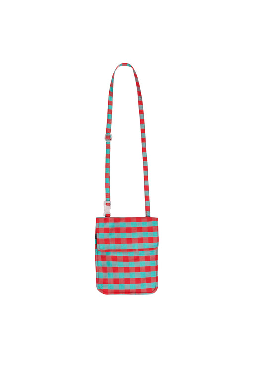 GINGHAM RED TURQUOISE TRAVEL SLING | COA NYC