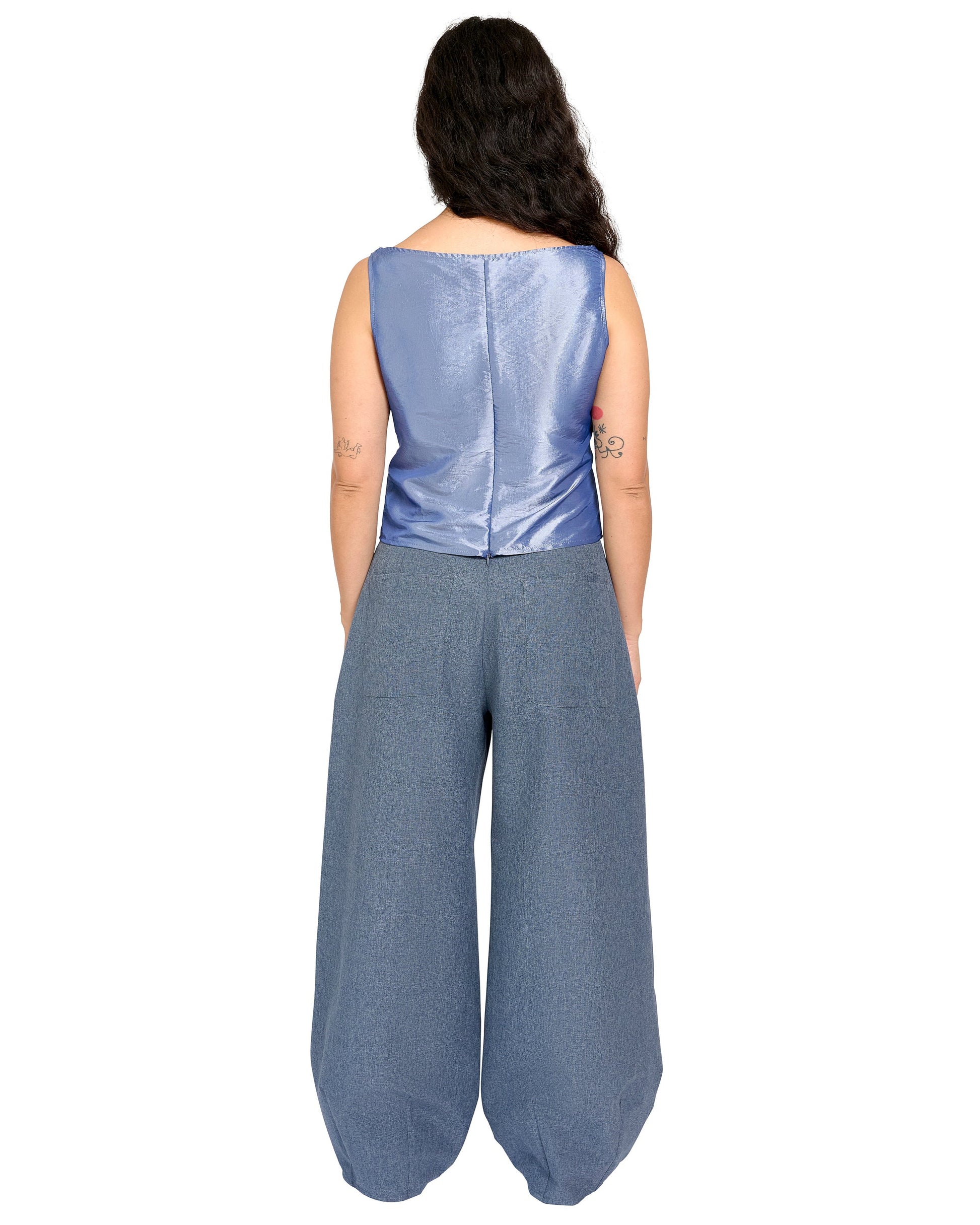 BOAT NECK TOP IN BLUE SHIMMER