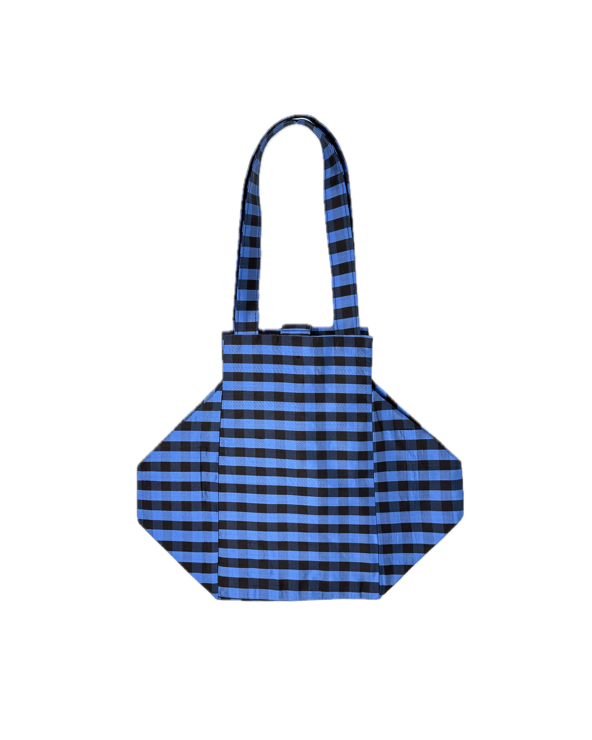 EVERYDAY BAG IN GINGHAM BLUE BROWN