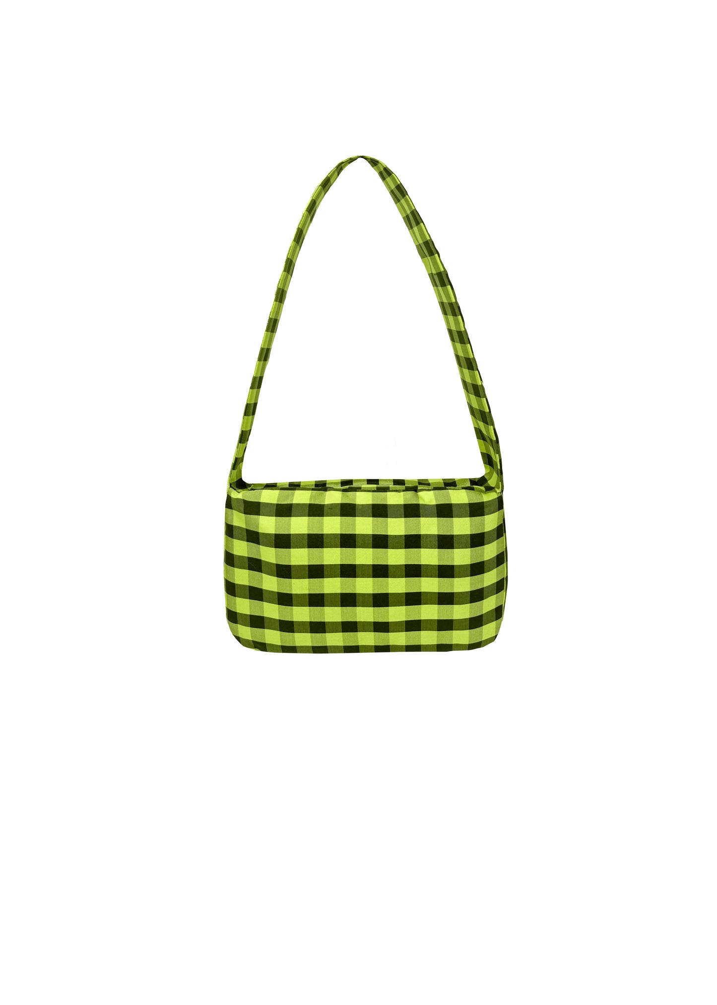 BAGUETTE BAG IN GINGHAM LIME BLACK