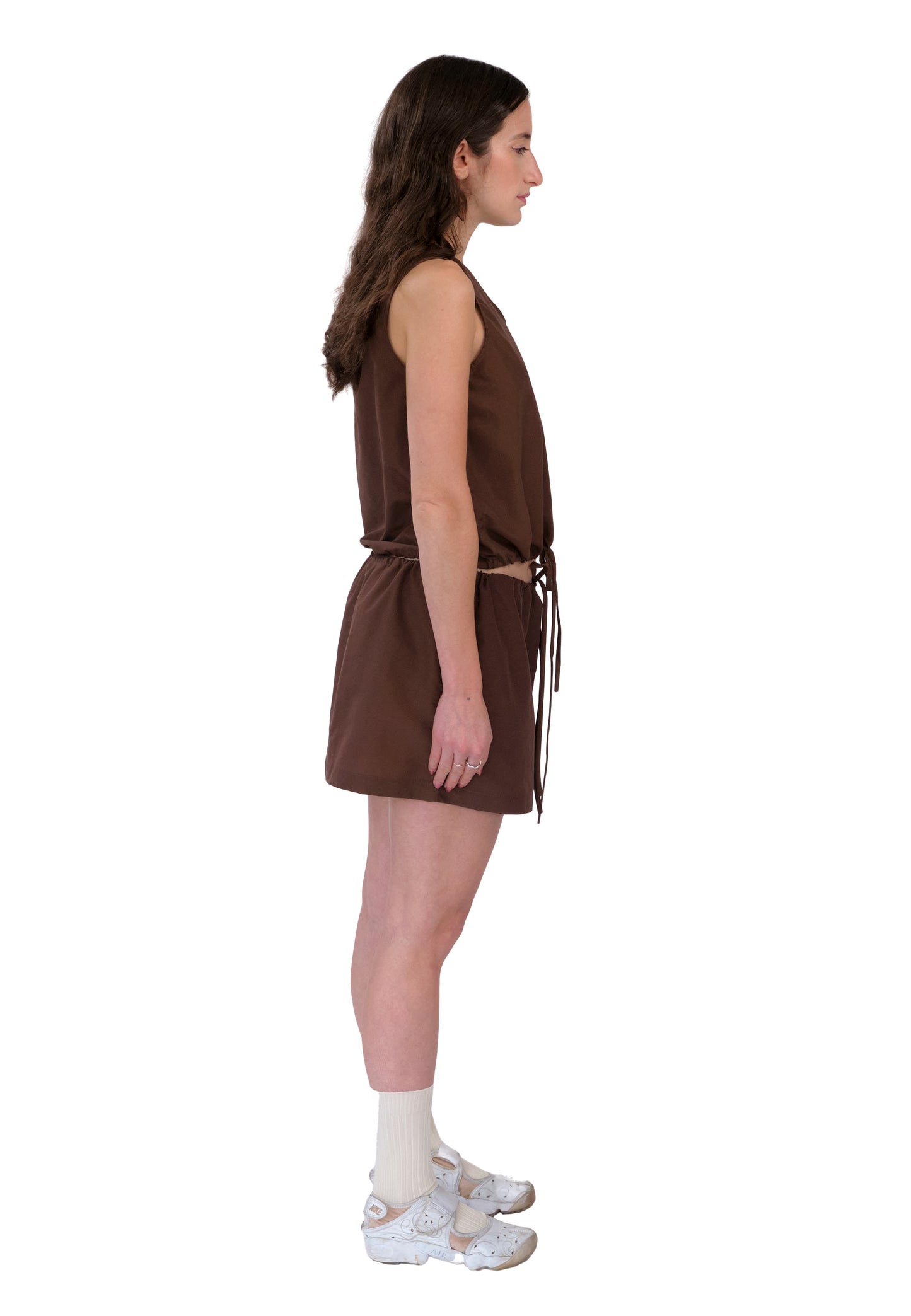 NYLON BROWN PULLOVER VEST