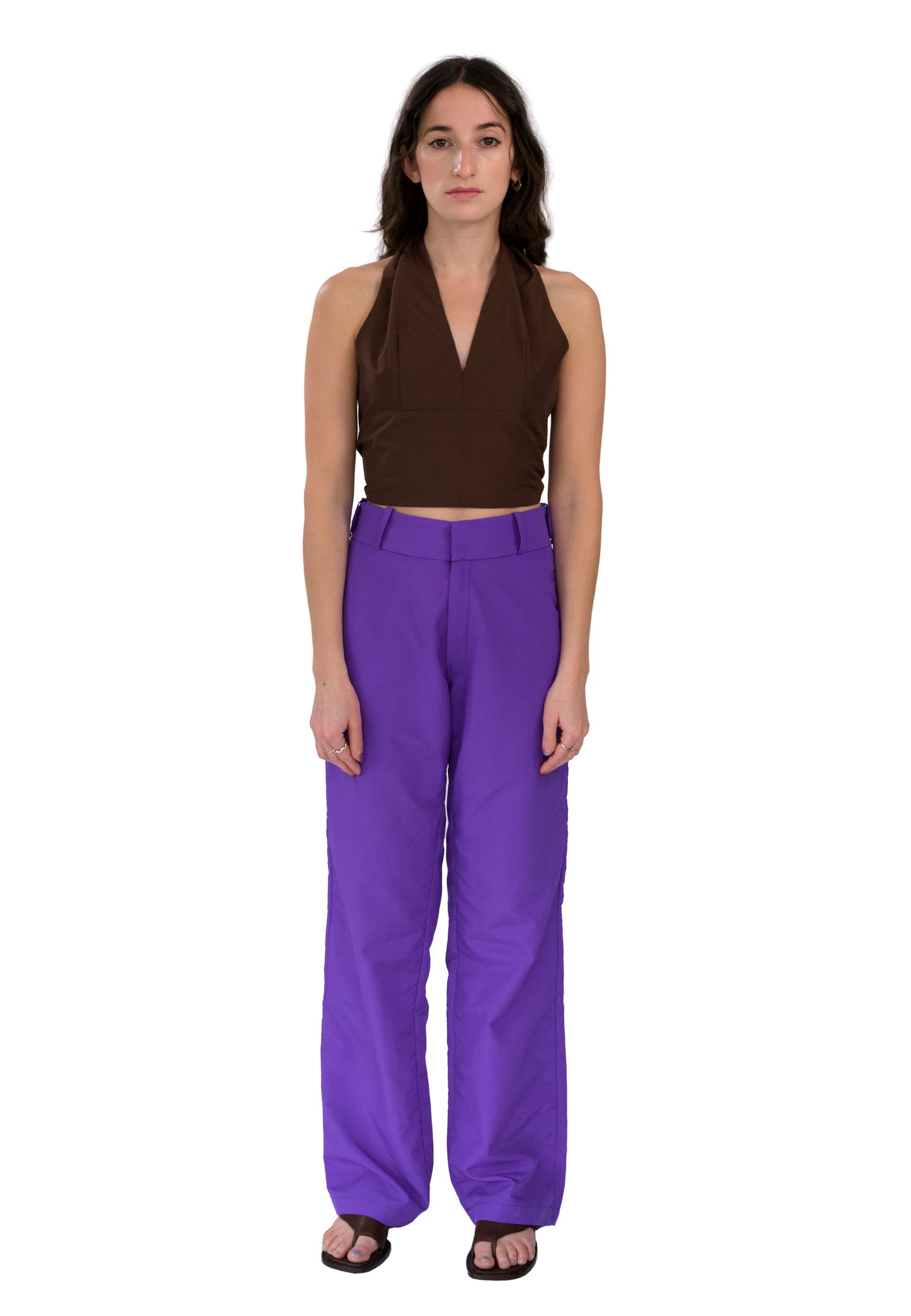 BROWN + PURPLE REVERSIBLE HALTER TOP
