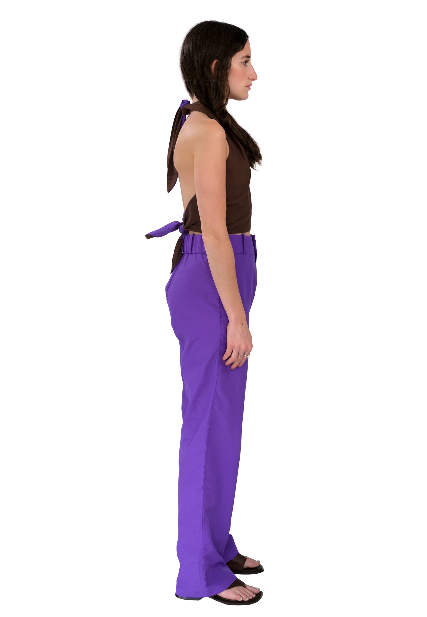 BROWN + PURPLE REVERSIBLE HALTER TOP