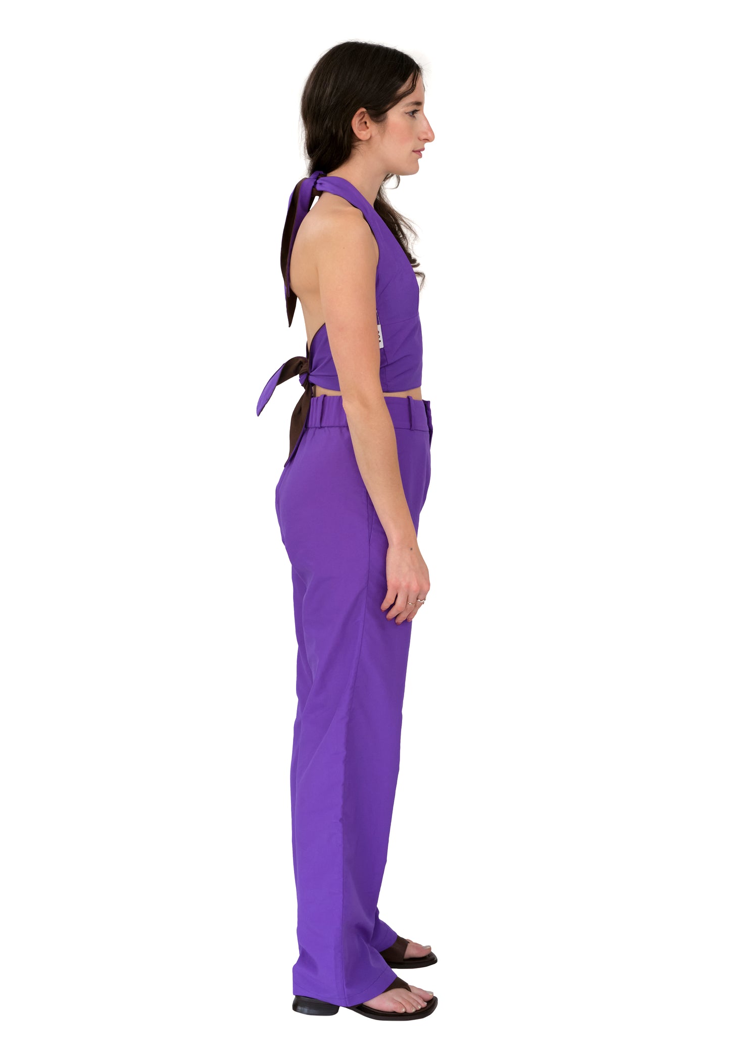 BROWN + PURPLE REVERSIBLE HALTER TOP