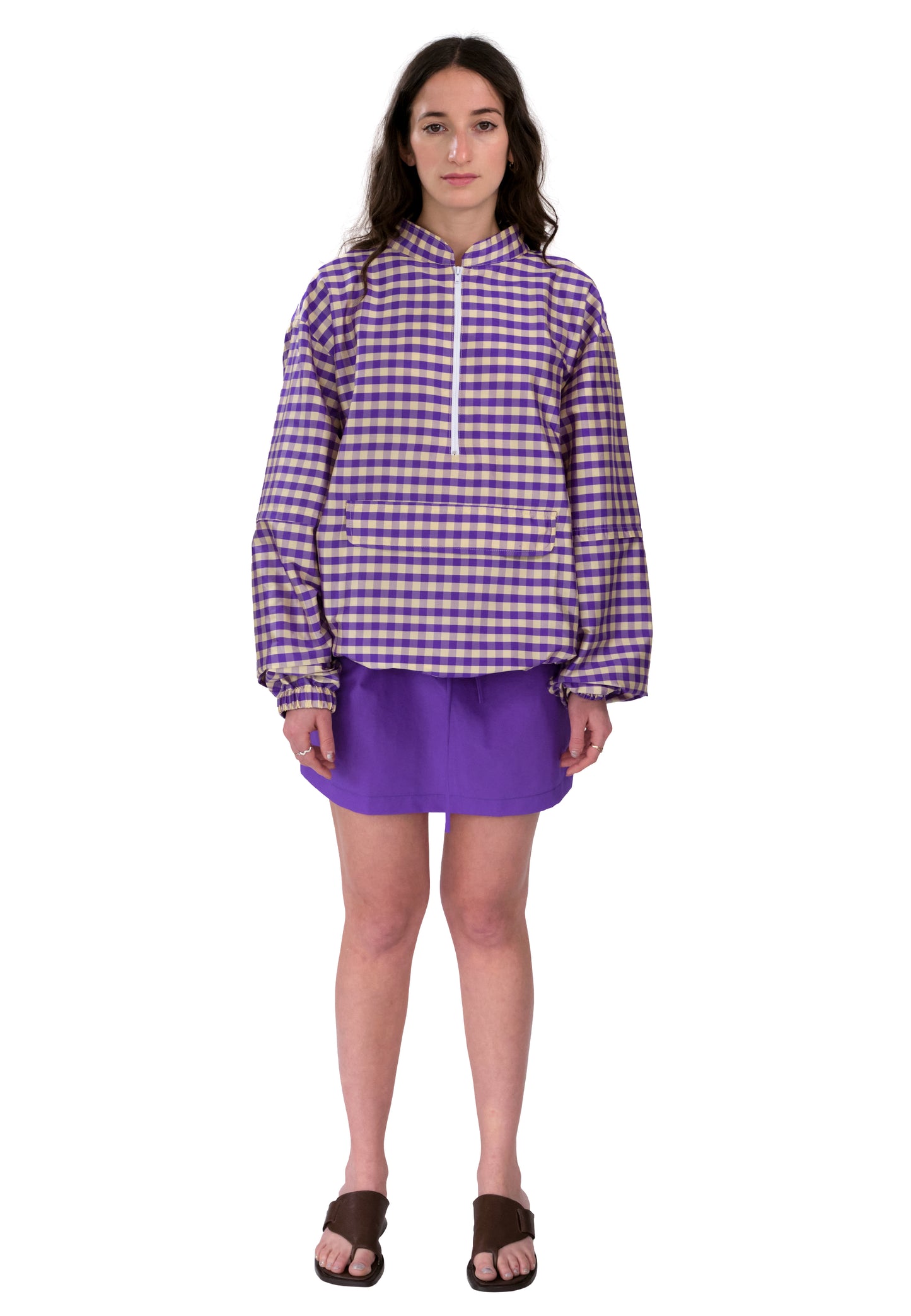 GINGHAM PURPLE IVORY WINDBREAKER