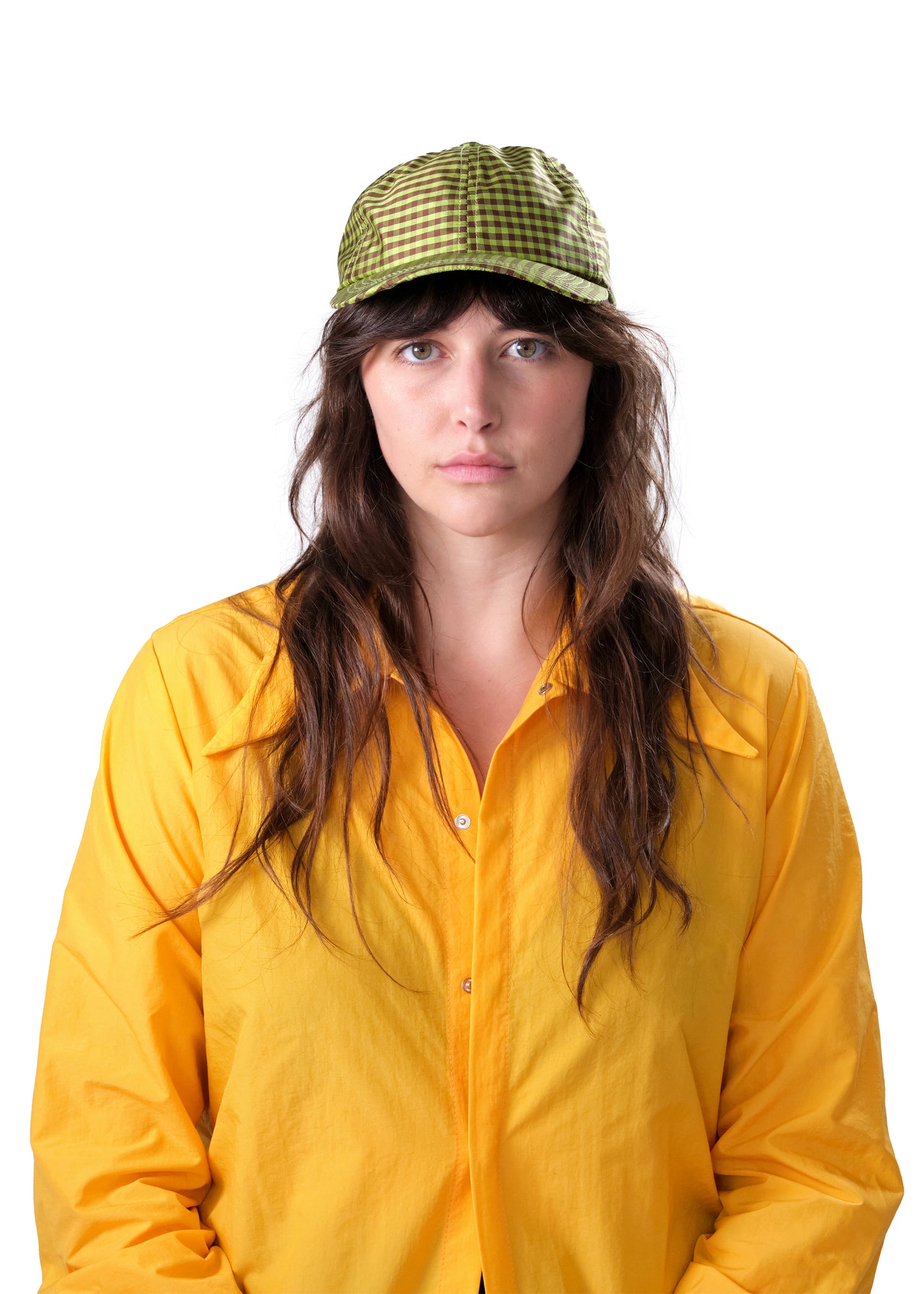 GINGHAM GREEN BROWN BASEBALL HAT