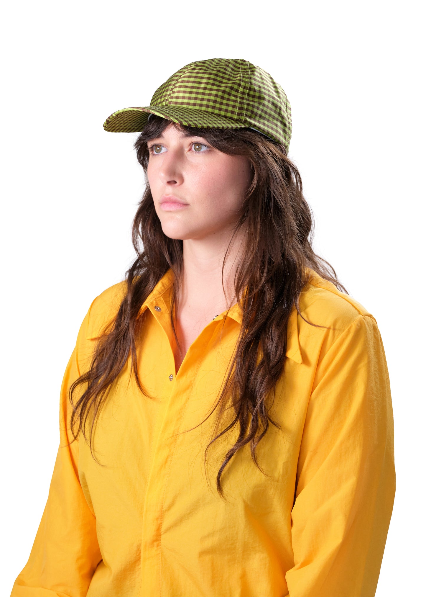 GINGHAM GREEN BROWN BASEBALL HAT