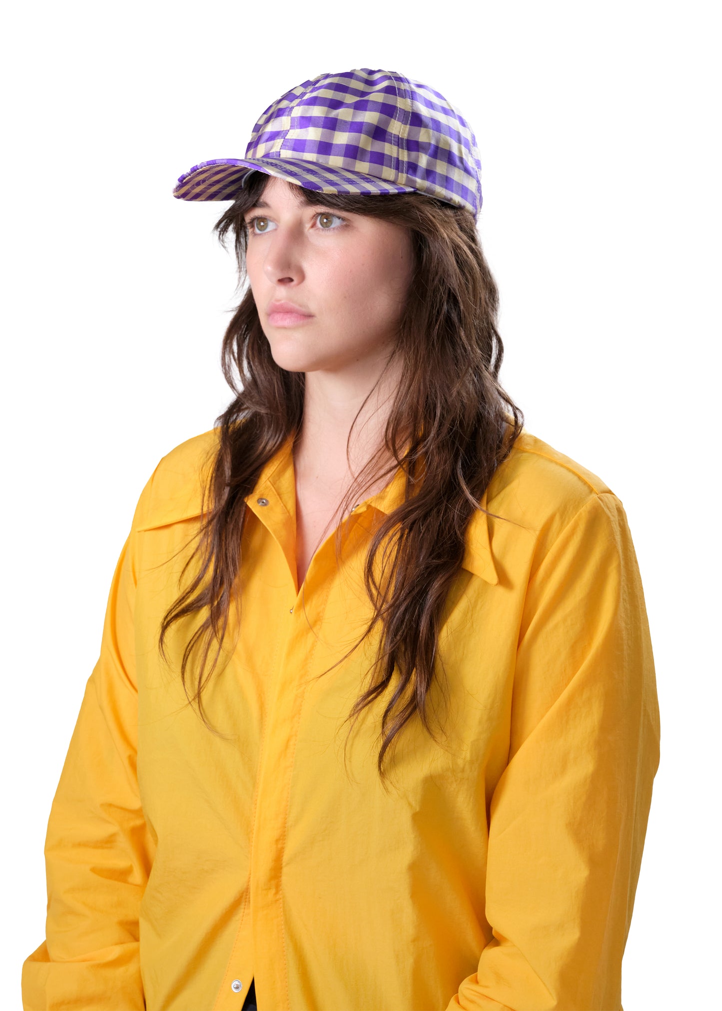 GINGHAM PURPLE IVORY BASEBALL HAT