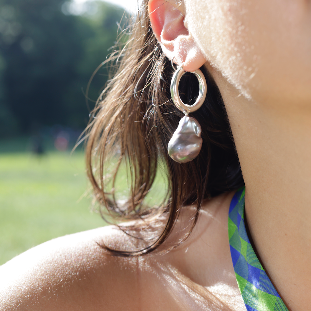 NST X COA LARGE PEARL DROP HOOPS
