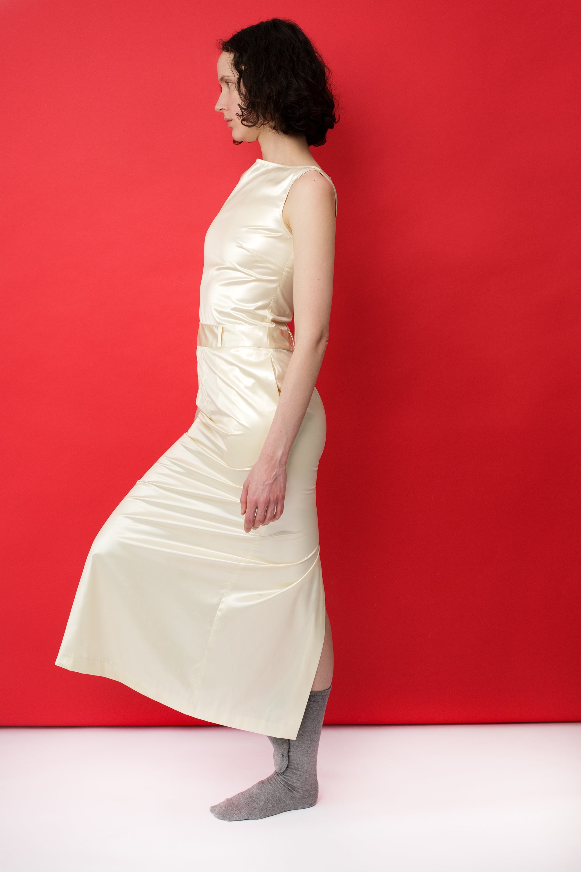 BOATNECK TOP IN WHITE NYLON – COMING OF AGE