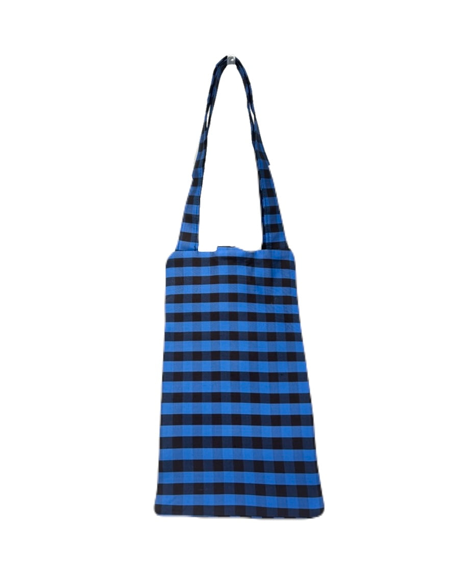EVERYDAY BAG IN GINGHAM BLUE BROWN