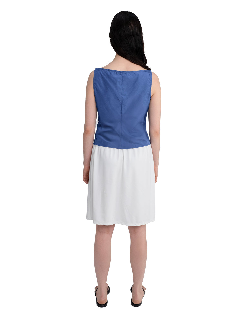 DRAWSTRING MIDI SKIRT IN WHITE SPANDEX