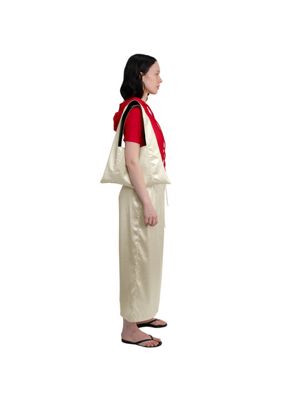 REVERSIBLE FLAT BAG IN GINGHAM / PEARL