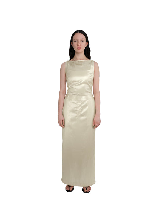 LONG LOOP DRESS IN PEARL