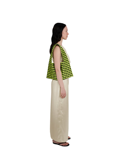 REVERSIBLE FLAT BAG IN GINGHAM / PEARL