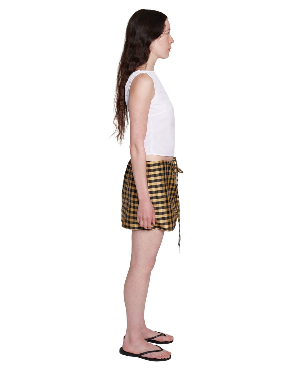 MINI SKIRT IN GINGHAM BLACK GOLD