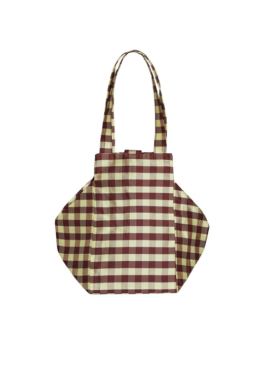 XL EVERYDAY BAG IN GINGHAM BURGUNDY YELLOW