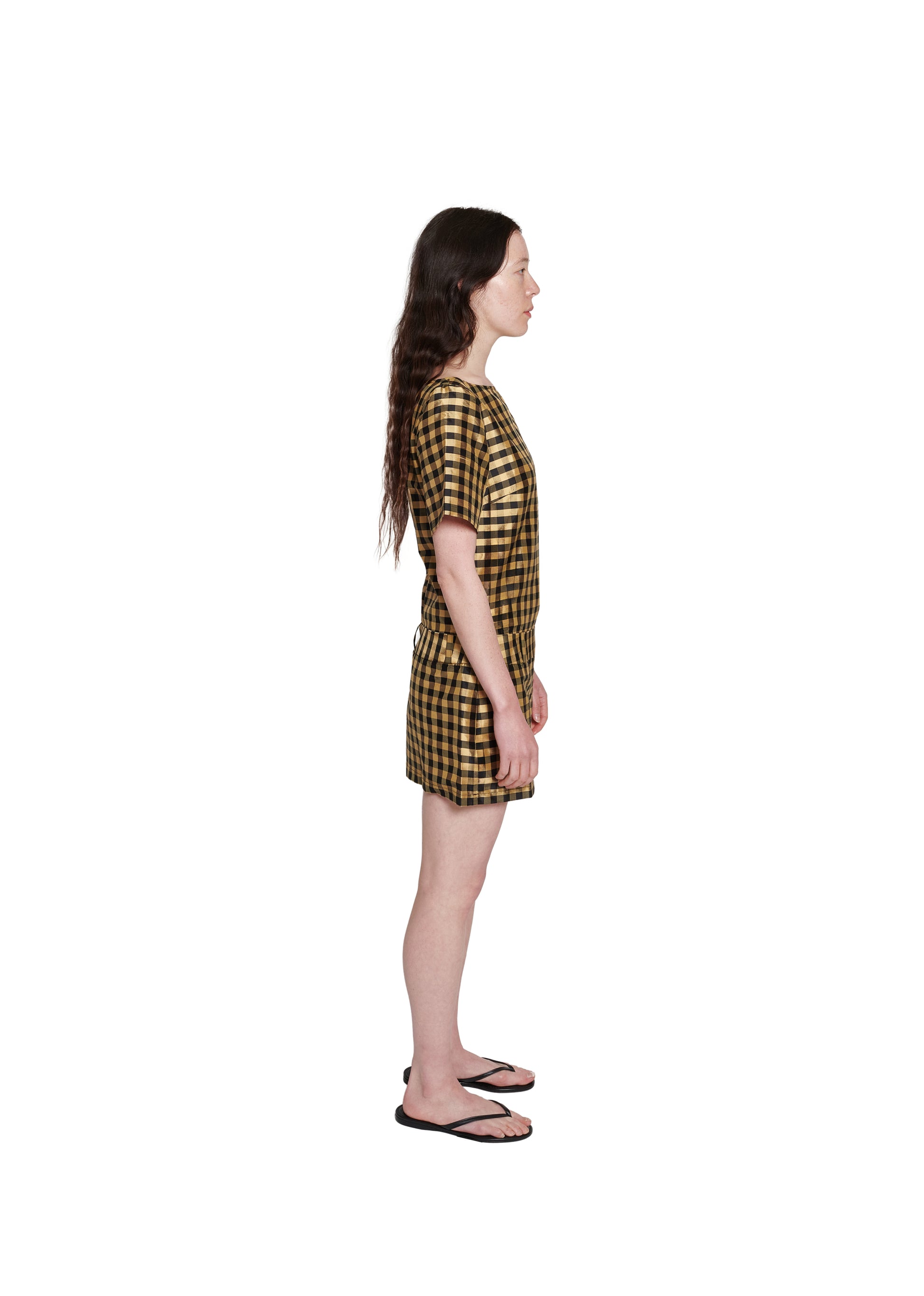 SHORT LOOP DRESS IN GINGHAM BLACK GOLD COMING OF AGE SHORT LOOP DRESS IN GINGHAM BLACK GOLD COMING OF AGE