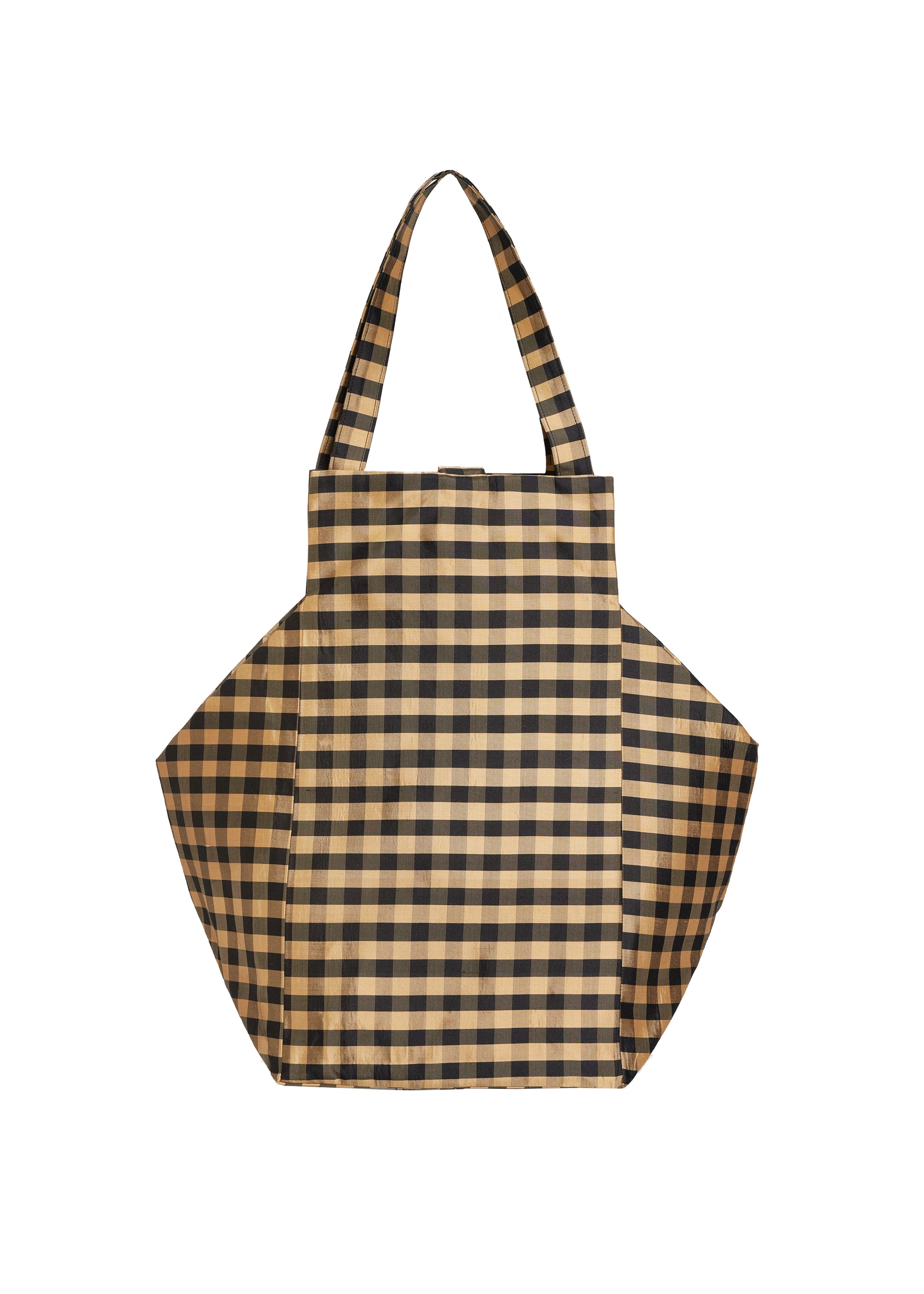 XL GINGHAM BLACK GOLD EVERYDAY BAG