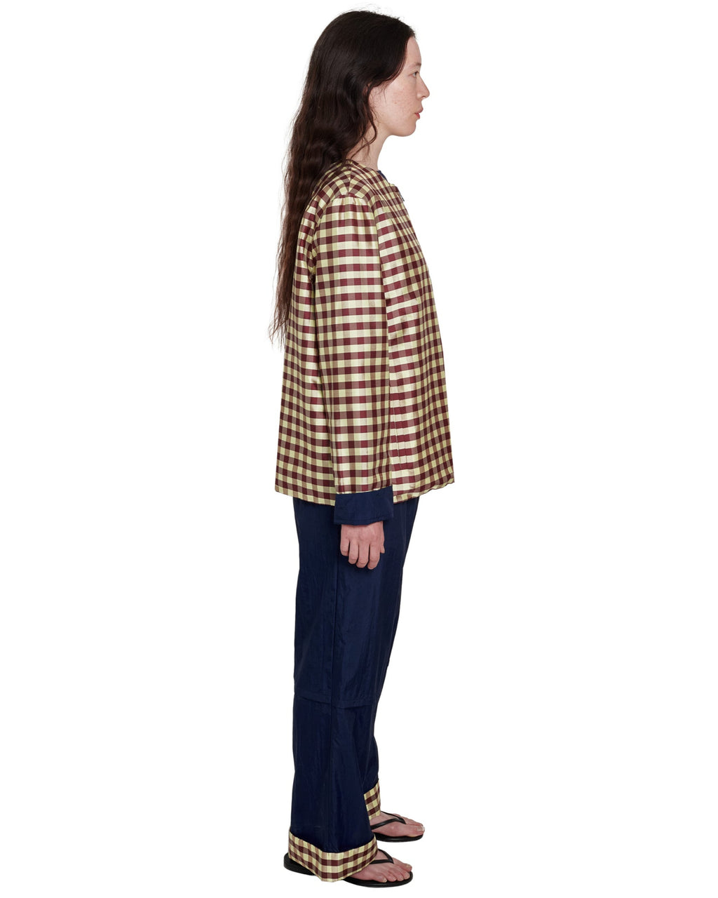 REVERSIBLE JACKET IN GINGHAM BURGUNDY YELLOW & NAVY