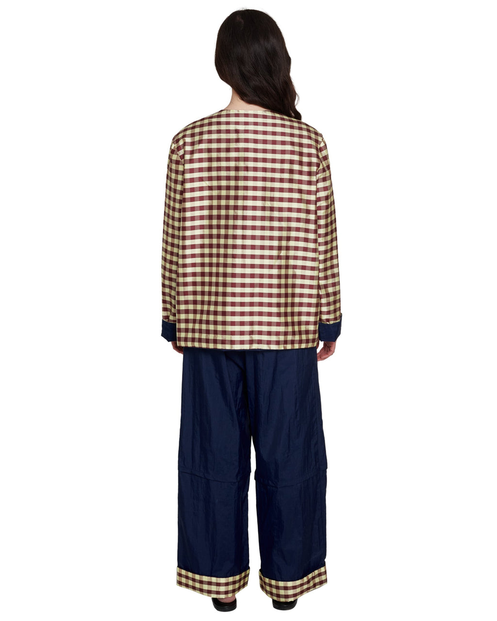 REVERSIBLE JACKET IN GINGHAM BURGUNDY YELLOW & NAVY