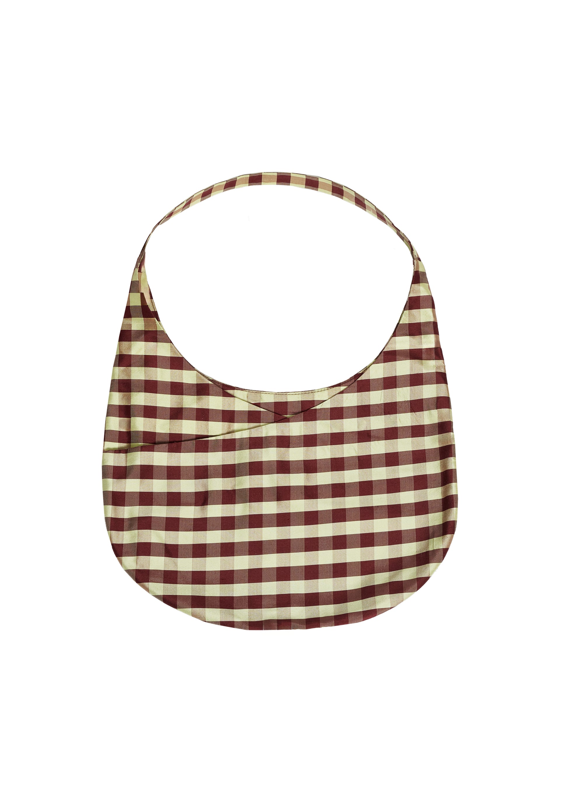 GINGHAM BURGUNDY YELLOW HOBO MINI | COA NYC