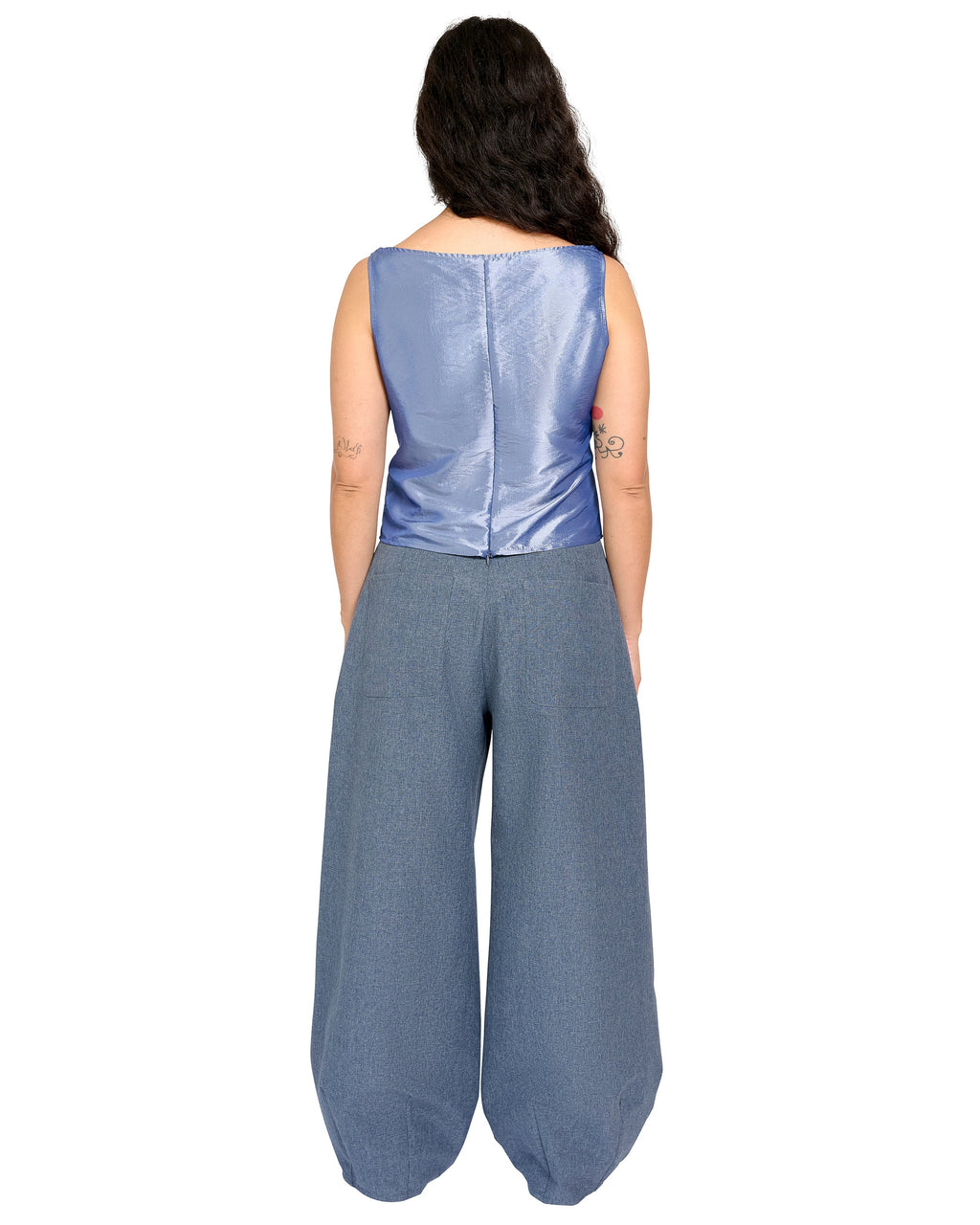 BOAT NECK TOP IN BLUE SHIMMER