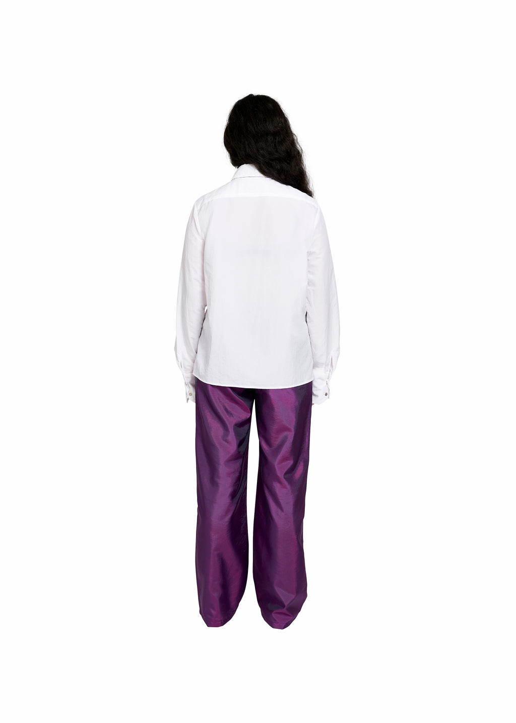 SNAP DOWN SHIRT IN WHITE NYLON
