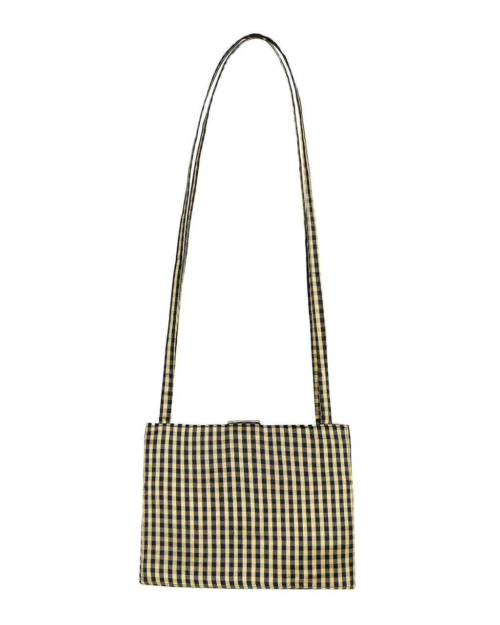 MINI LADY CROSSBODY BAG IN GINGHAM BLACK TAN