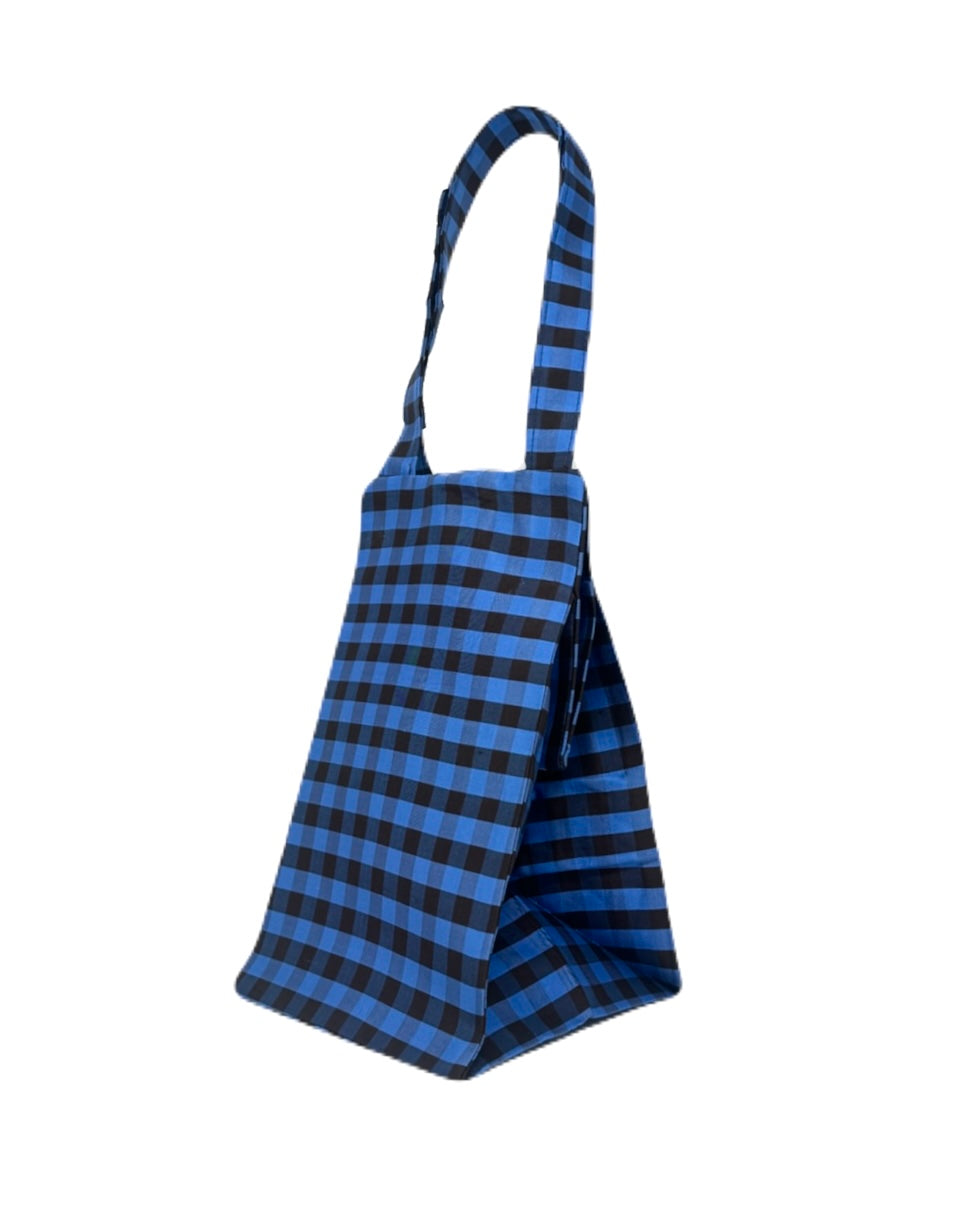 EVERYDAY BAG IN GINGHAM BLUE BROWN