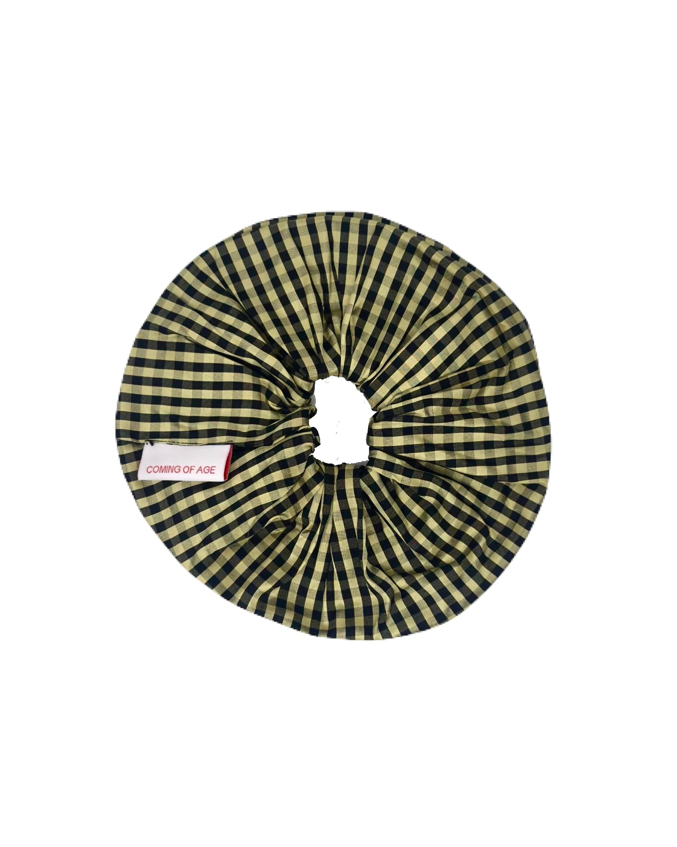 SCRUNCHIE IN GINGHAM BLACK TAN