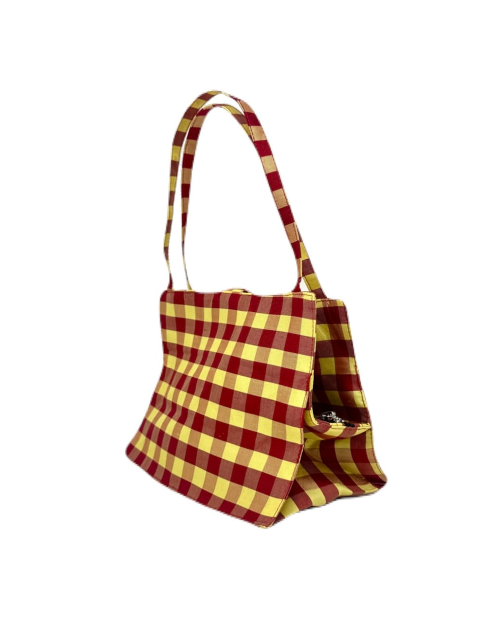 MINI LADY BAG IN GINGHAM RED YELLOW