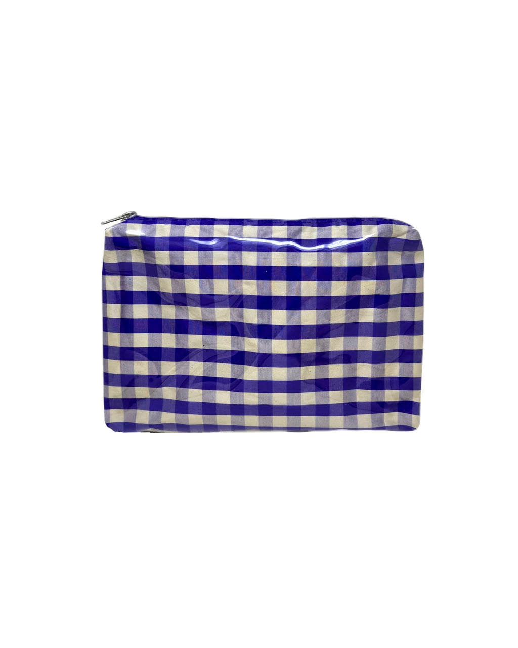 PVC POUCH IN GINGHAM PURPLE IVORY