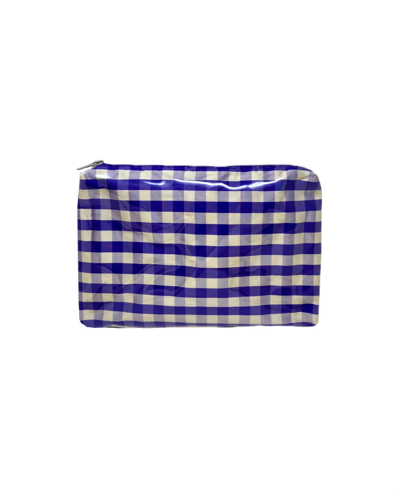 PVC POUCH IN GINGHAM PURPLE IVORY