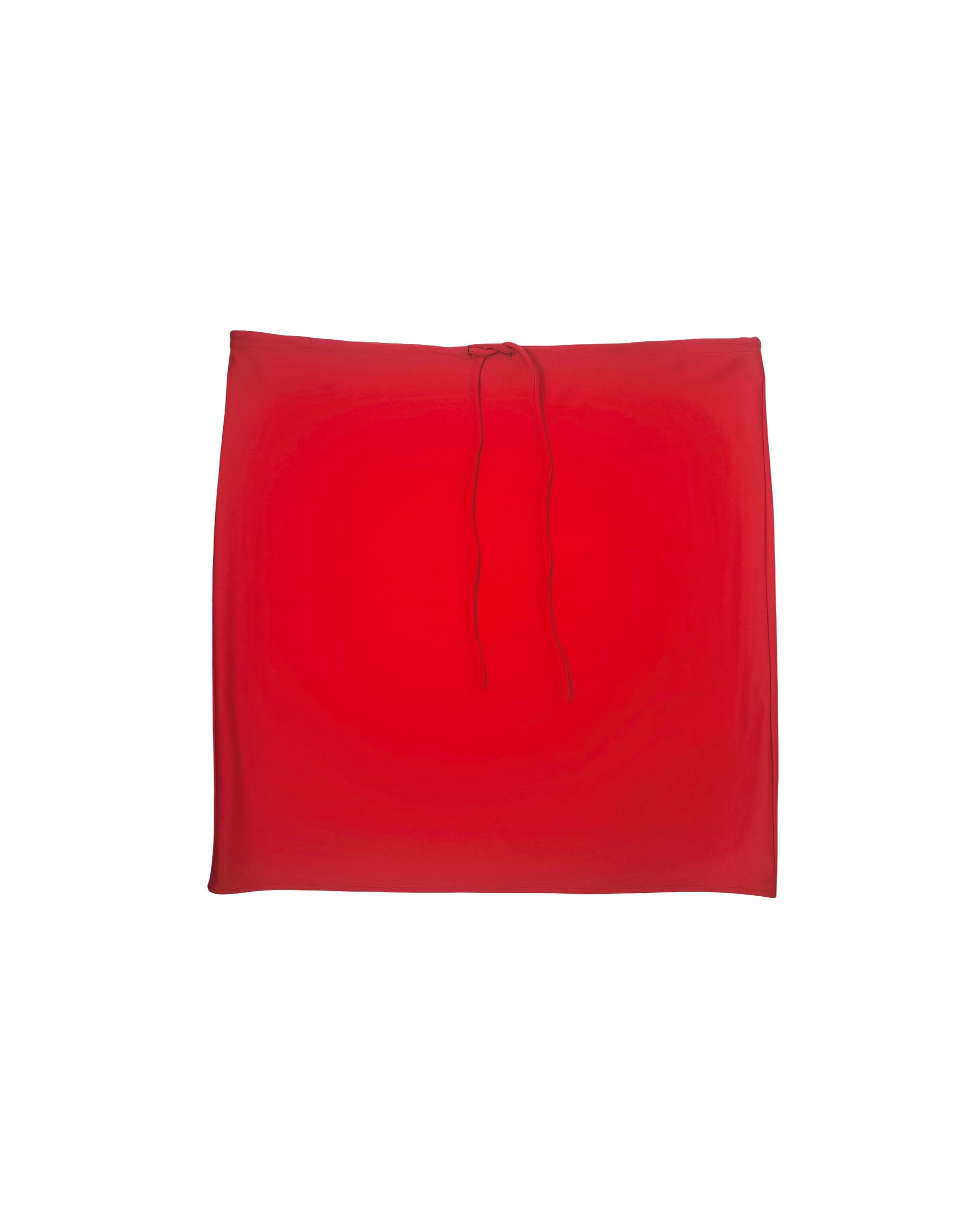 DRAWSTRING MIDI SKIRT IN RED SPANDEX