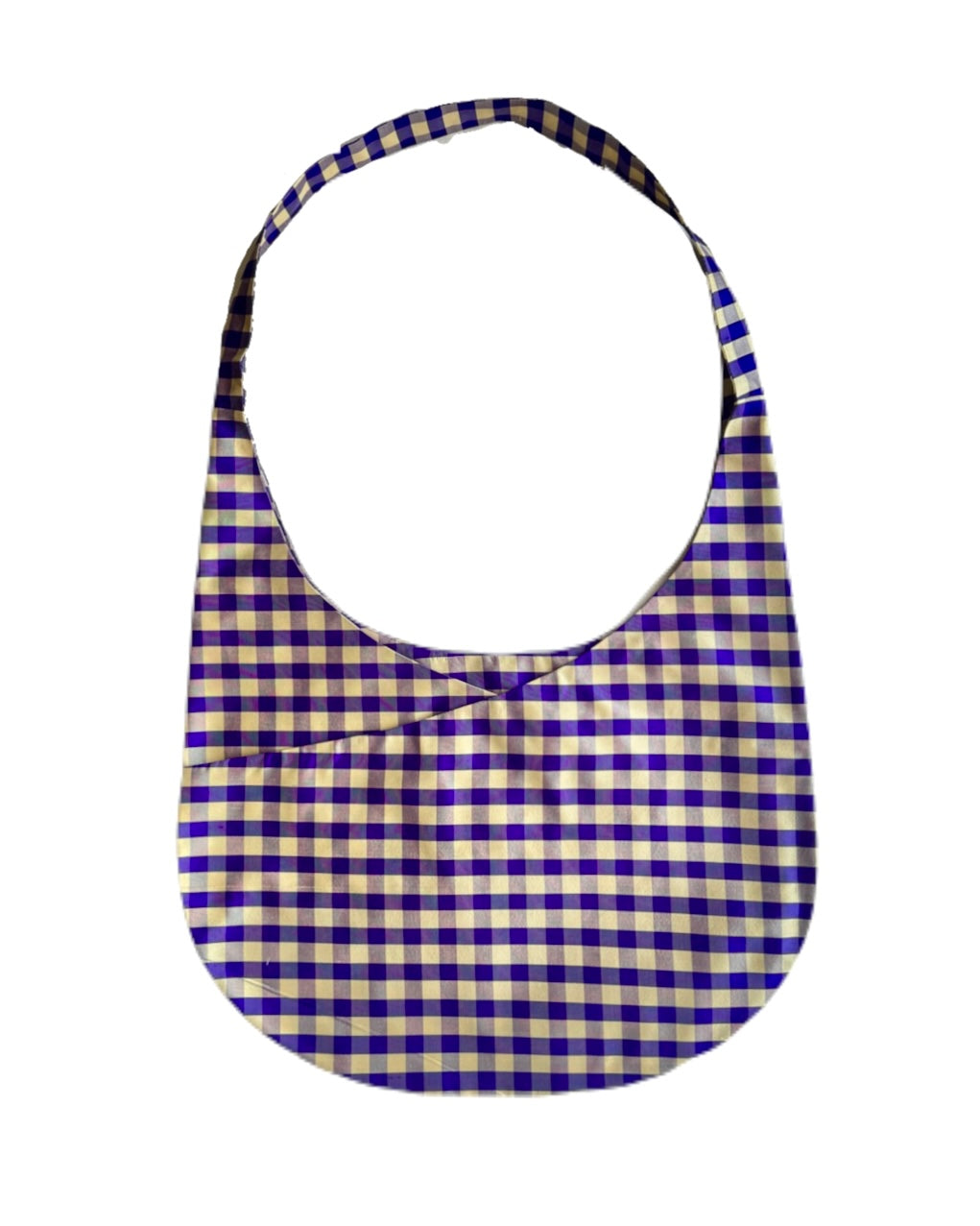 HOBO CROSSBODY BAG IN GINGHAM PURPLE IVORY