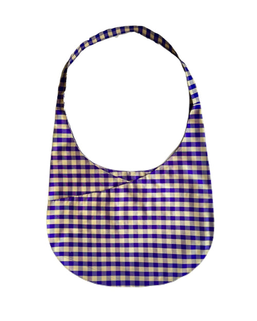 HOBO CROSSBODY BAG IN GINGHAM PURPLE IVORY