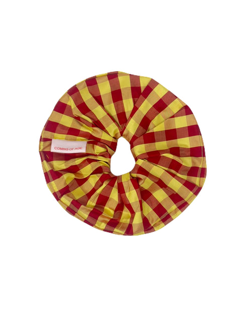 SCRUNCHIE IN GINGHAM RED YELLOW