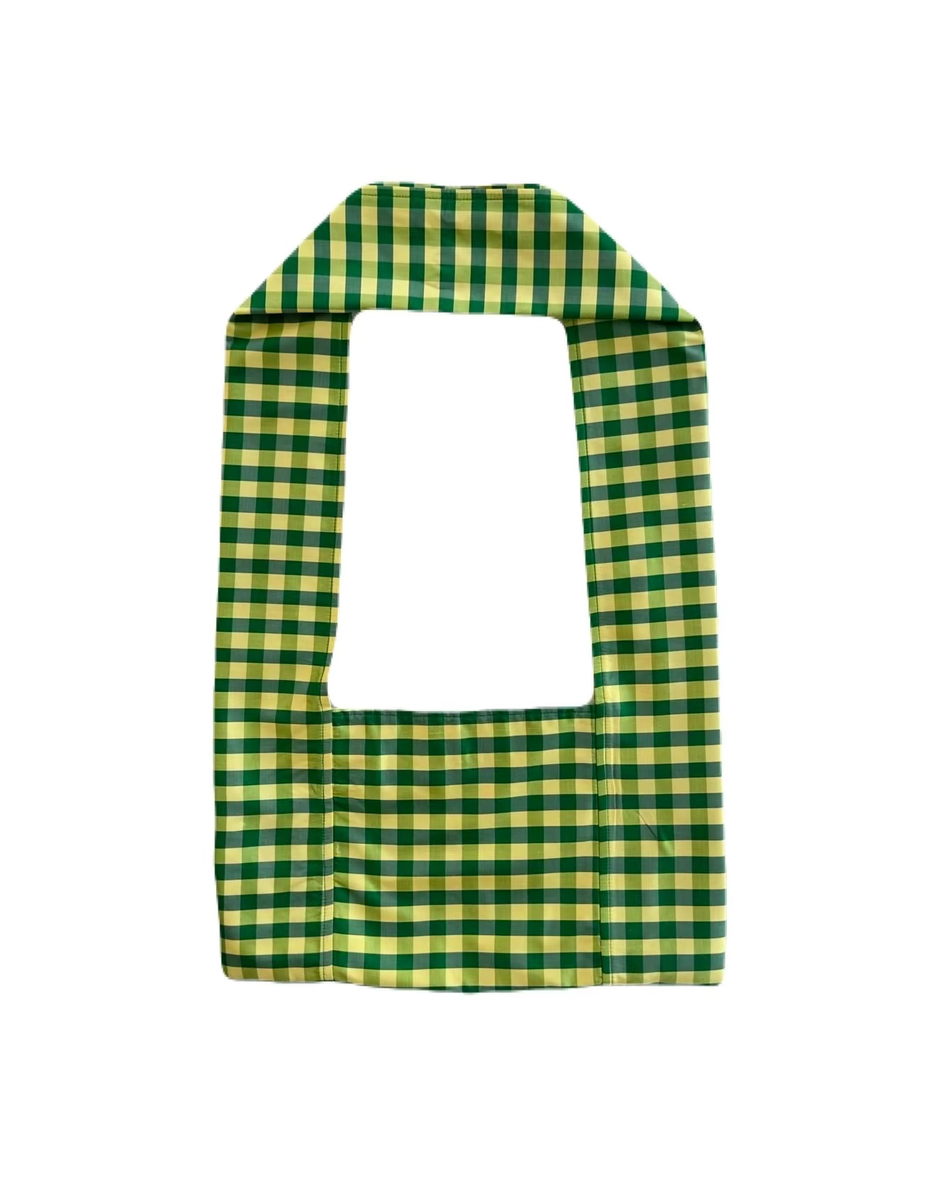 REVERSIBLE FLAT CROSSBODY BAG IN GINGHAM GREEN YELLOW