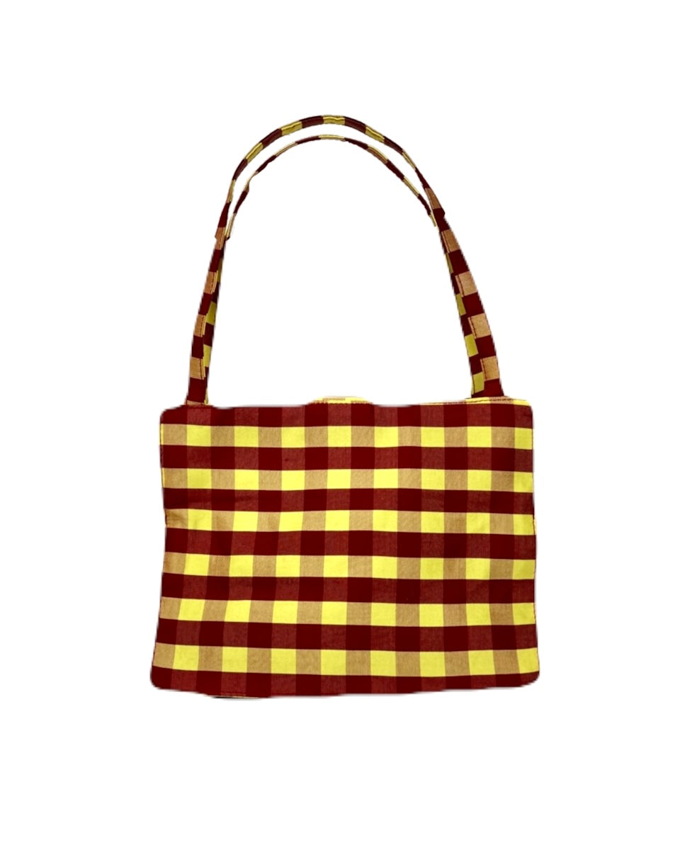 MINI LADY BAG IN GINGHAM RED YELLOW