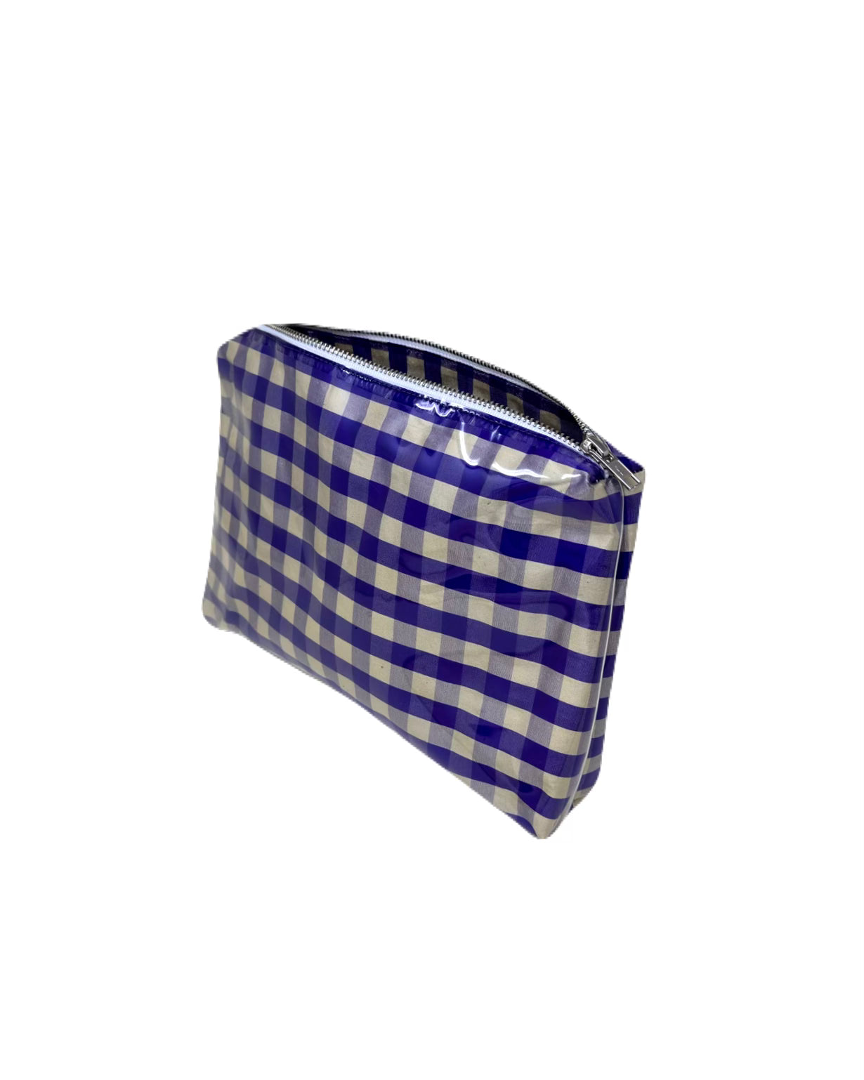 PVC POUCH IN GINGHAM PURPLE IVORY