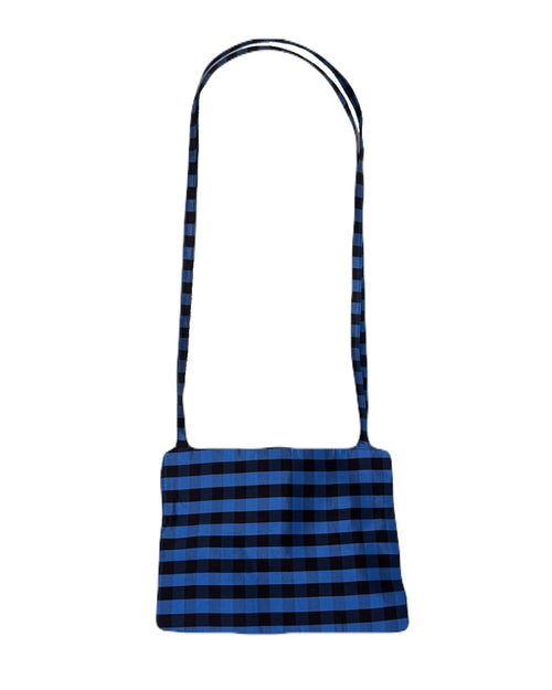 LADY STRAP BAG IN GINGHAM BLUE BROWN